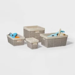 14.75" X 13" X 11" Large Lined Woven Milk Crate Gray - Brightroom™: Decorative Storage Basket, Rectangle, Traditional Style -Storage Furniture Shop GUEST 054d99f6 5bc4 4b73 87f9 e39da675c247