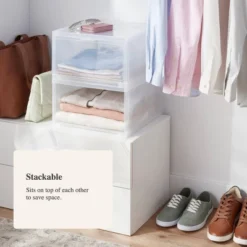 Stackable Large Bin Front Opening Clear - Brightroom™: Transparent Utility Storage, 19 Volume, Stackable -Storage Furniture Shop GUEST 09f1c98f 252d 41a1 b5d1 c8454577430d