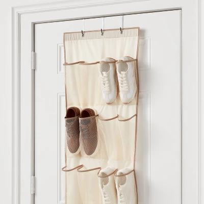 15 Pocket Over-the-Door Hanging Shoe Storage Tan - Brightroom™ 2 15 Pocket Over-the-Door Hanging Shoe Storage Tan - Brightroom™ - Image 2