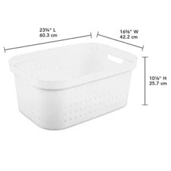 1.5bu Rectangle Modern Laundry Basket - Brightroom™: White Plastic Clothes Basket With Built-In Handles, Medium Size -Storage Furniture Shop GUEST 139dbc74 c30a 4b9b 9d81 d46fe8160b69
