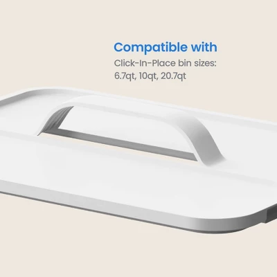 Click In Place Large Lid With Handle For Plastic Storage Bins For Home And Office Organization White - Brightroom™ 4 Click In Place Large Lid With Handle For Plastic Storage Bins For Home And Office Organization White - Brightroom™ - Image 4