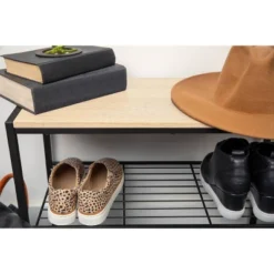 3 Tier Shoe Rack Black Metal With Natural Wood - Brightroom™ 17 3 Tier Shoe Rack Black Metal With Natural Wood - Brightroom™ -Storage Furniture Shop GUEST 25c02cd7 83d7 43ab b1c5 e81b1f1b8427
