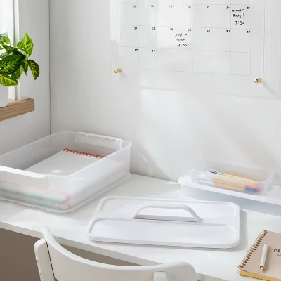 Click In Place Large Lid With Handle For Plastic Storage Bins For Home And Office Organization White - Brightroom™ 1 Click In Place Large Lid With Handle For Plastic Storage Bins For Home And Office Organization White - Brightroom™