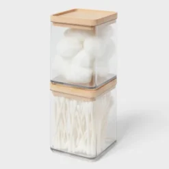 Extra Small Clear Canister With Bamboo Lid 2pk - Brightroom™ 5 Extra Small Clear Canister With Bamboo Lid 2pk - Brightroom™ -Storage Furniture Shop GUEST 29c43741 9f61 4a61 97ff cdce5bf96f80