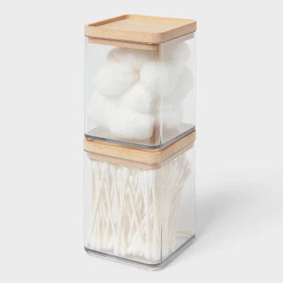 Extra Small Clear Canister With Bamboo Lid 2pk - Brightroom™ 3 Extra Small Clear Canister With Bamboo Lid 2pk - Brightroom™ - Image 3