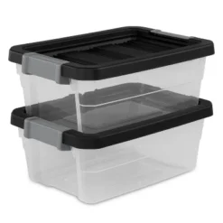 16qt Heavy Duty Latching Clear Storage Box - Brightroom™: Portable Plastic Bin, Universal Storage, Black, Lidded -Storage Furniture Shop GUEST 30d96dcc cb68 439b 9bd8 2c3b4545597d