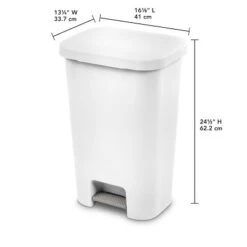 11.9gal Step Trash Can White - Brightroom™: Pedal-Operated Kitchen Garbage Can, Textured Plastic, Indoor Use -Storage Furniture Shop GUEST 35e7401c bb00 4cc0 a5ee 9418702acbc6