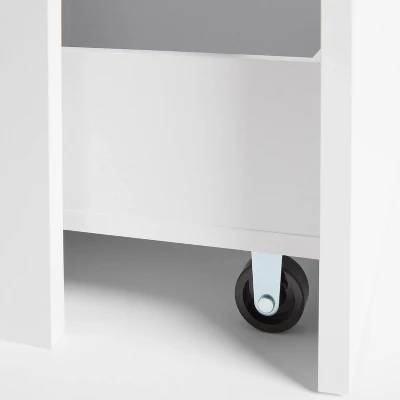 Narrow Storage Cabinet With Pull Out Cart White - Brightroom™: Utility Cart, Rolling Casters, Particle Board, 45" Height 2 Narrow Storage Cabinet With Pull Out Cart White - Brightroom™: Utility Cart, Rolling Casters, Particle Board, 45" Height - Image 2