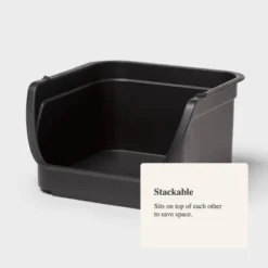 4.6qt Open Front Stackable Storage Bin - Brightroom™: Portable Black Utility, Universal Storage, 5" Height -Storage Furniture Shop GUEST 37e3c57e b404 4225 8b9d 9ee4f026b278