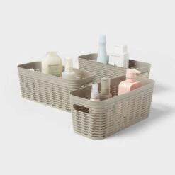 3pk Wave Half Medium Decorative Basket Gray - Brightroom™ -Storage Furniture Shop GUEST 3a36570f 5fbc 4bdd bd76 74e2f890a24a
