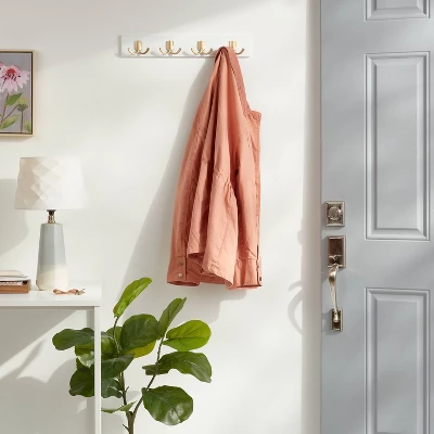 Modern Octopus 4 Rail Gold Hooks White - Brightroom™ 1 Modern Octopus 4 Rail Gold Hooks White - Brightroom™