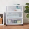 3 Drawer Wide Cart White - Brightroom™: Plastic Storage Drawers, Utility Cart With Casters, Portable Universal Storage