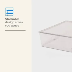 26L Stacking Clear Bin With Lid - Brightroom™: Plastic, Stackable, Universal Storage, 21.53" X 14.92" X 5.9" -Storage Furniture Shop GUEST 45118b5c 8c98 410e 9a14 28f411e5270a