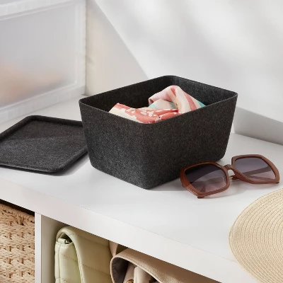 Lidded Felt With Lid Charcoal - Brightroom™: Rectangle Storage Basket, 20% Recycled Polyester, 8.25"x6.25"x4.125" 1 Lidded Felt With Lid Charcoal - Brightroom™: Rectangle Storage Basket, 20% Recycled Polyester, 8.25"x6.25"x4.125"
