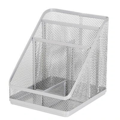 Mesh Medium Desktop Organizer Silver - Brightroom™: Steel Desk Tool Holder, Office Supplies, 7"x7"x6" 1 Mesh Medium Desktop Organizer Silver - Brightroom™: Steel Desk Tool Holder, Office Supplies, 7"x7"x6"