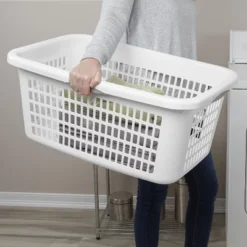 2bu Laundry Basket White - Brightroom™: Portable Plastic Clothes Organizer With Built-In Handles, 70.4L Capacity -Storage Furniture Shop GUEST 4e5d455b 168d 44ae 9c06 c437a2dc19b5
