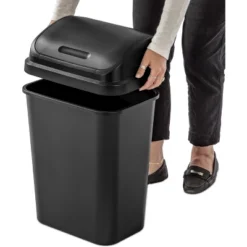 7.8gal Swing Top Waste Can Black - Brightroom™: Indoor Trash Bin With Lid, Textured Plastic, 21.375" Height 12 7.8gal Swing Top Waste Can Black - Brightroom™: Indoor Trash Bin With Lid, Textured Plastic, 21.375" Height -Storage Furniture Shop GUEST 63a5ad24 6df2 45cf 86e5 8dfd743d4b53