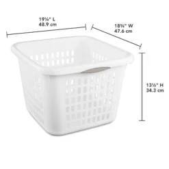 1.5bu Plastic Square Laundry Basket - Brightroom™: Medium White Clothes Hamper With Built-In Handles, Portable Storage -Storage Furniture Shop GUEST 6bbe6fc2 f475 43bc 9874 65c18f50f3ec