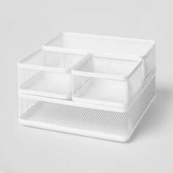 Mesh Desk Organizer White - Brightroom™: Steel Office Supplies Holder, Desk Drawer Organizer, 8"x8"x4.5" -Storage Furniture Shop GUEST 6fccaa87 3f24 4abf 91d0 9a8c922be284