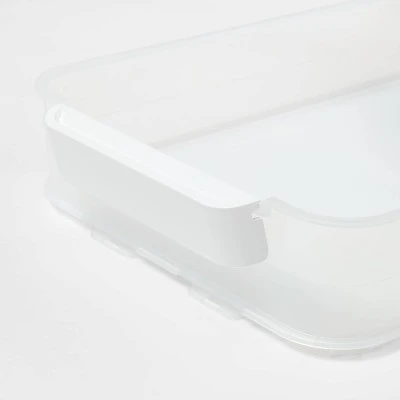 Click In Place 6.7qt Clear Shallow Plastic Storage Bin With White Latch For Home And Office Organization - Brightroom™ 2 Click In Place 6.7qt Clear Shallow Plastic Storage Bin With White Latch For Home And Office Organization - Brightroom™ - Image 2