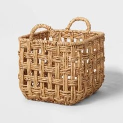 Twisted Open Checkered Weave Milk Crate Natural - Brightroom™ -Storage Furniture Shop GUEST 7cdb0b06 63dd 4c9e 9054 23599ff003c3