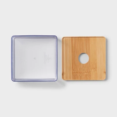 Small Clear Canister With Bamboo Lid - Brightroom™: Bathroom Container, Qtip Holder, Spot Clean, 3" Height 2 Small Clear Canister With Bamboo Lid - Brightroom™: Bathroom Container, Qtip Holder, Spot Clean, 3" Height - Image 2