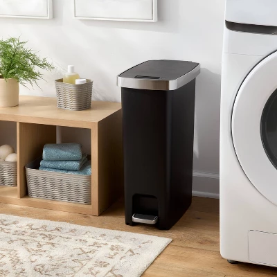 45L Slim Resin Step Trash Can With Stainless Band - Brightroom™ 1 45L Slim Resin Step Trash Can With Stainless Band - Brightroom™