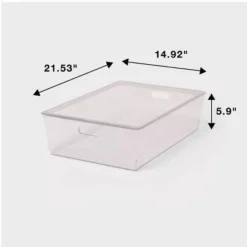 26L Stacking Clear Bin With Lid - Brightroom™: Plastic, Stackable, Universal Storage, 21.53" X 14.92" X 5.9" -Storage Furniture Shop GUEST 85cf5793 f88f 4998 b98c f4704bdf204a