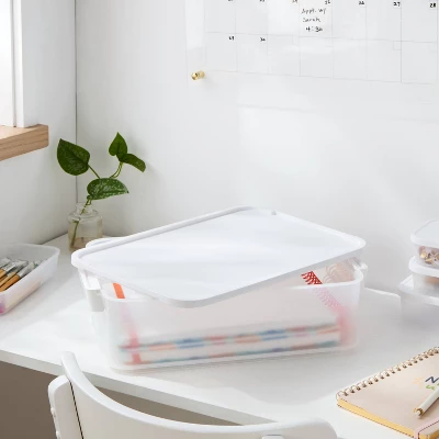 Click In Place Large Lid For Plastic Storage Bins For Home And Office Organization White - Brightroom™ 1 Click In Place Large Lid For Plastic Storage Bins For Home And Office Organization White - Brightroom™