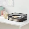 Mesh Stacking Letter Tray With Wide Side Opening Black - Brightroom™