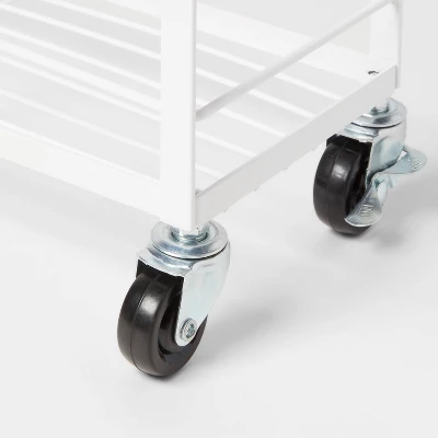 Skinny Storage Cart Matte White - Brightroom™: Iron Utility Cart, No Assembly, Narrow Profile 2 Skinny Storage Cart Matte White - Brightroom™: Iron Utility Cart, No Assembly, Narrow Profile - Image 2