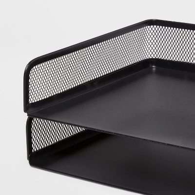 Mesh Stacking Letter Tray With Wide Side Opening Black - Brightroom™ 2 Mesh Stacking Letter Tray With Wide Side Opening Black - Brightroom™ - Image 2