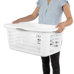 2bu Laundry Basket White - Brightroom™: Portable Plastic Clothes Organizer With Built-In Handles, 70.4L Capacity -Storage Furniture Shop GUEST 98ac3b53 34fb 4a1a 9217 4f567c594b30