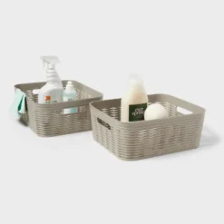 2pk Wave Medium Decorative Basket Gray - Brightroom™ -Storage Furniture Shop GUEST 9a90595b 9762 4a0a 8121 32425a4a5b90