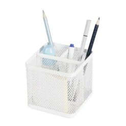 Mesh Pencil Holder White - Brightroom™: Steel Desk Organizer, Pen Holder, Pencil Cup, 3.98" Height, Width & Depth -Storage Furniture Shop GUEST a2df1dc5 aa68 4aeb 92f6 73354c8ececb