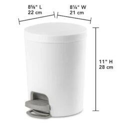 1.6gal Round Step Trash Can - Brightroom™: Compact Pedal-Operated Lid, Small Bathroom Bin, Textured White Finish -Storage Furniture Shop GUEST a31ec134 a897 4672 95a9 73fe9fbbfe2d