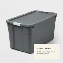 45gal Latching Storage Tote - Brightroom™: Portable Plastic Container With Lid, Universal Storage, Gray, 45 Gallon Capacity -Storage Furniture Shop GUEST a42903f1 b0e7 4adf 995d 5bb50a587821