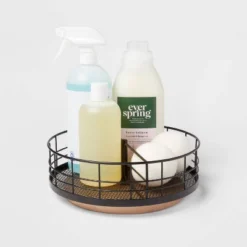 Divided Turntable Black Wire With Natural Wood - Brightroom™ -Storage Furniture Shop GUEST aa83c3b1 19ba 41dd ba5d e1b86512a437