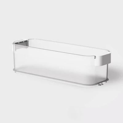 Click In Place 4.5qt Clear Slim Plastic Storage Bin With White Latch For Home And Office Organization - Brightroom™ 1 Click In Place 4.5qt Clear Slim Plastic Storage Bin With White Latch For Home And Office Organization - Brightroom™