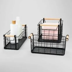 Rectangular Wire Natural Wood Handles Basket - Brightroom™ -Storage Furniture Shop GUEST ab19b57b a6b9 48e1 bff9 9f5ba2d2135a