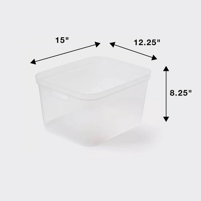 Large Open Storage Bin Clear - Brightroom™: Plastic, Portable, Nesting, Universal Storage, 20.4 Volume, 15x12.25x8.25 3 Large Open Storage Bin Clear - Brightroom™: Plastic, Portable, Nesting, Universal Storage, 20.4 Volume, 15x12.25x8.25 - Image 3