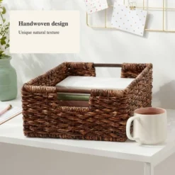 Woven Abaca Folio Bin - Brightroom™: Handwoven Brown Storage Basket, Rectangle, Lacquered Finish, Ethical Handcraft -Storage Furniture Shop GUEST c82c18cf 9f67 43f8 9b53 8b2a0b548aaf