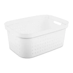 1.5bu Rectangle Modern Laundry Basket - Brightroom™: White Plastic Clothes Basket With Built-In Handles, Medium Size -Storage Furniture Shop GUEST cc28ac84 ff71 41ec aa28 778151e96fdd