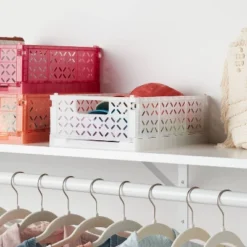 Rectangular Plastic Foldable Medium Crate White - Brightroom™