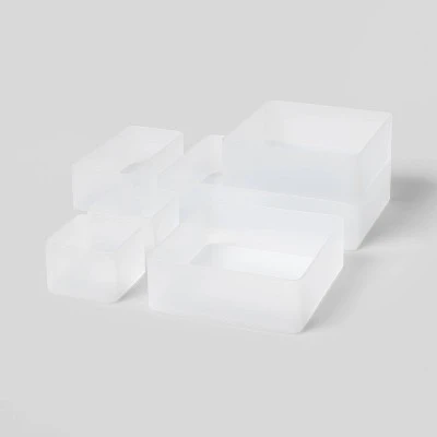 6pc Plastic Drawer Organizer Clear - Brightroom™: Desk & Office Organization Set, Clear Desk Drawer Organizers 2 6pc Plastic Drawer Organizer Clear - Brightroom™: Desk & Office Organization Set, Clear Desk Drawer Organizers - Image 2