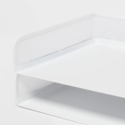 Mesh Stacking Letter Tray With Wide Side Opening White - Brightroom™: Steel File Organizer & Holder, No Assembly Required 2 Mesh Stacking Letter Tray With Wide Side Opening White - Brightroom™: Steel File Organizer & Holder, No Assembly Required - Image 2