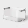 Click In Place 20.7qt Clear Open Front Plastic Storage Bin For Home And Office Organization White Latch - Brightroom™