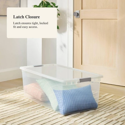 110qt Latching Clear Storage Box With Gray Latches - Brightroom™ 3 110qt Latching Clear Storage Box With Gray Latches - Brightroom™ - Image 3