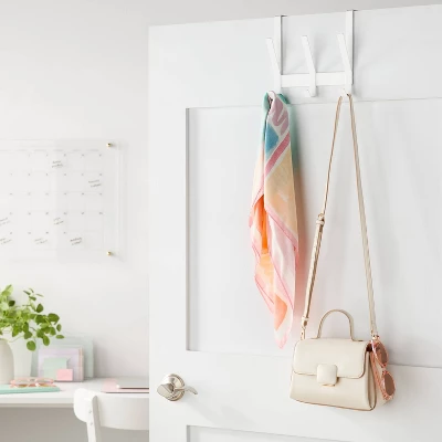 Heavy Duty Over The Door 3 Hooks Rail Matte White - Brightroom™: Steel Door Hanger Rack, Powder-Coated, No Assembly 1 Heavy Duty Over The Door 3 Hooks Rail Matte White - Brightroom™: Steel Door Hanger Rack, Powder-Coated, No Assembly